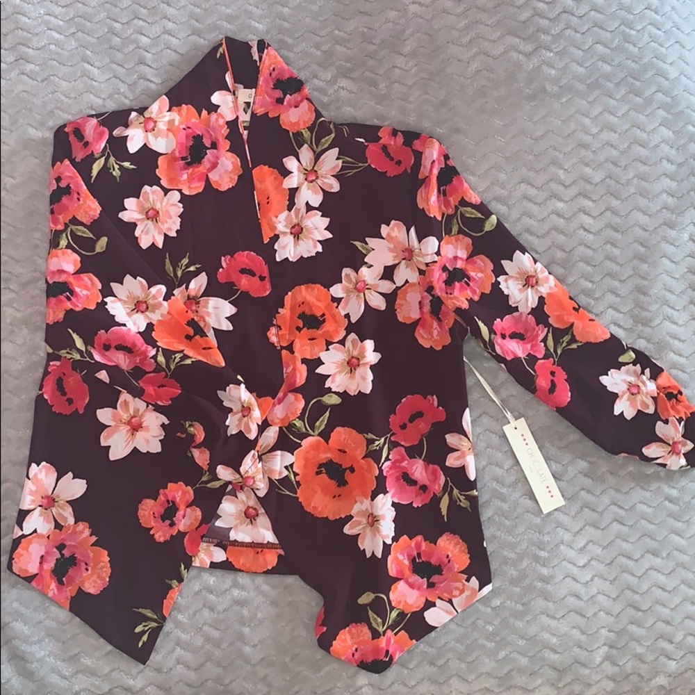 floral open cardigan